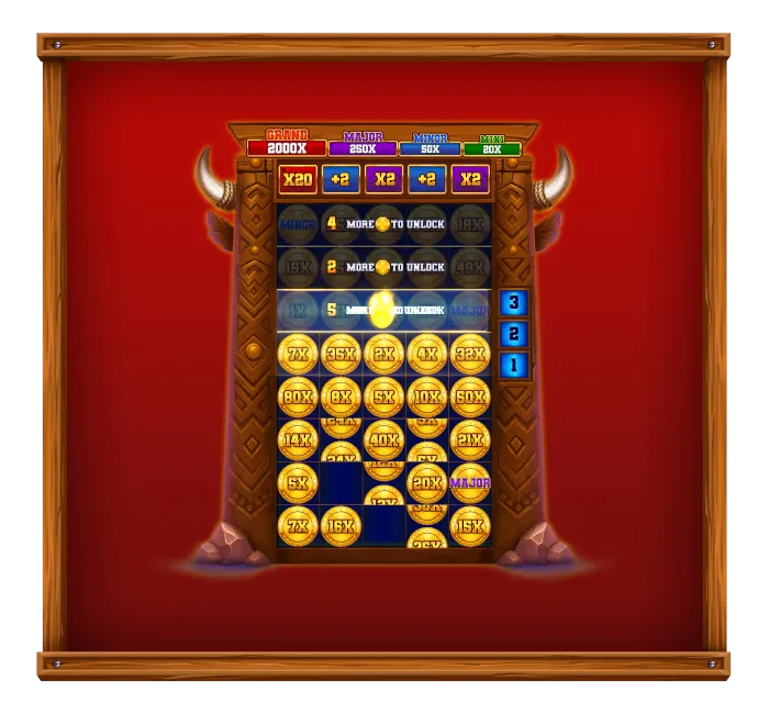 Ultra Hold and Win expanded grid with Mini, Minor, Major and Grand coin symbols and jackpot labels